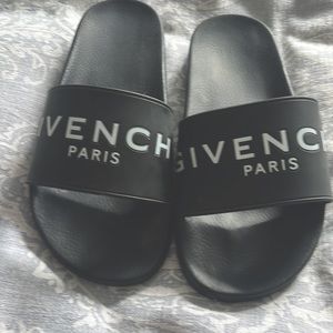 Givenchy Logo Black Slides  w/ dust bag- worn once!! Size 36